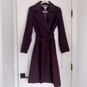 Burgundy wrap tie coat